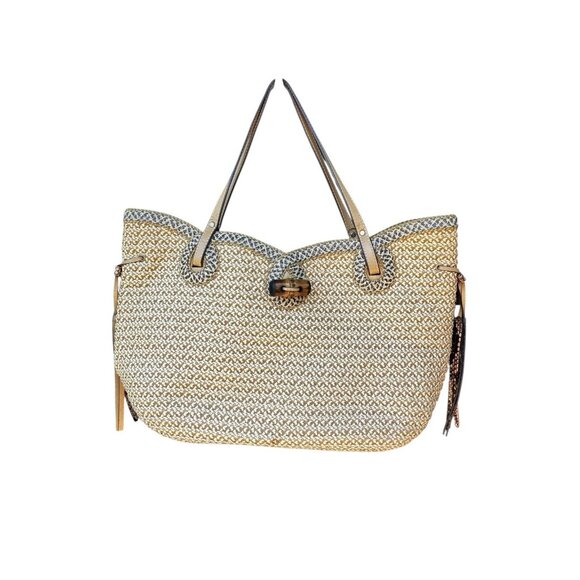 Women's Eric Javits Designer Watusi Scalloped Woven Jute Tote Luxury Beach Bag
